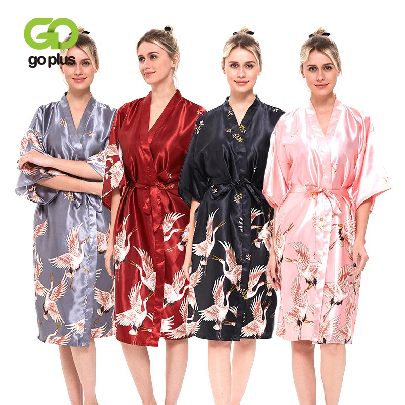 GOPLUS, модный Шелковый халат для женщин, халаты для подружки невесты, Женский Атласный халат, длинный халат размера плюс, пижама, пеньюар для женщин