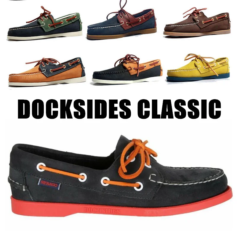 Zapatos de conducción de cuero genuino para hombre y mujer, calzado de Barco clásico Docksides, mocasines planos de diseño de marca, 2021A002