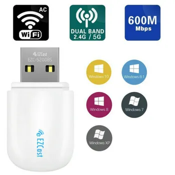

600Mbps For Bluetooth 4.2 Drive Free Wireless Laptop Network Cards 2.4G+5G Dual Band USB Wi-Fi Network Card