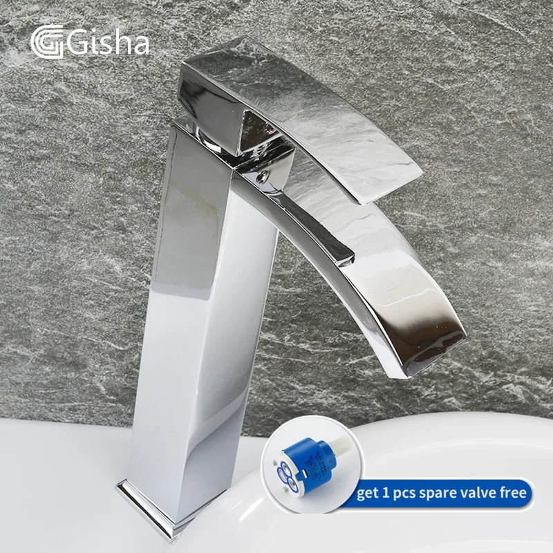 Gisha смеситель для ванной комнаты хромированный кран для раковины с одной ручкой на одно отверстие смеситель холодной и горячей воды водопроводный кран G1037