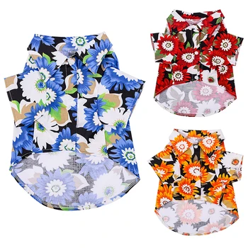 

Dog Shirts Casual Hawaii Style Costume Cool Breathable Chiffon Short Sleeve Printed T-shirt For Chiahuahua Pet