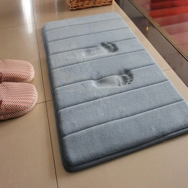 Coral Fleece Non-slip Memory Foam Door Soft Mat Bathroom Bedroom Floor Mat  Rugs 