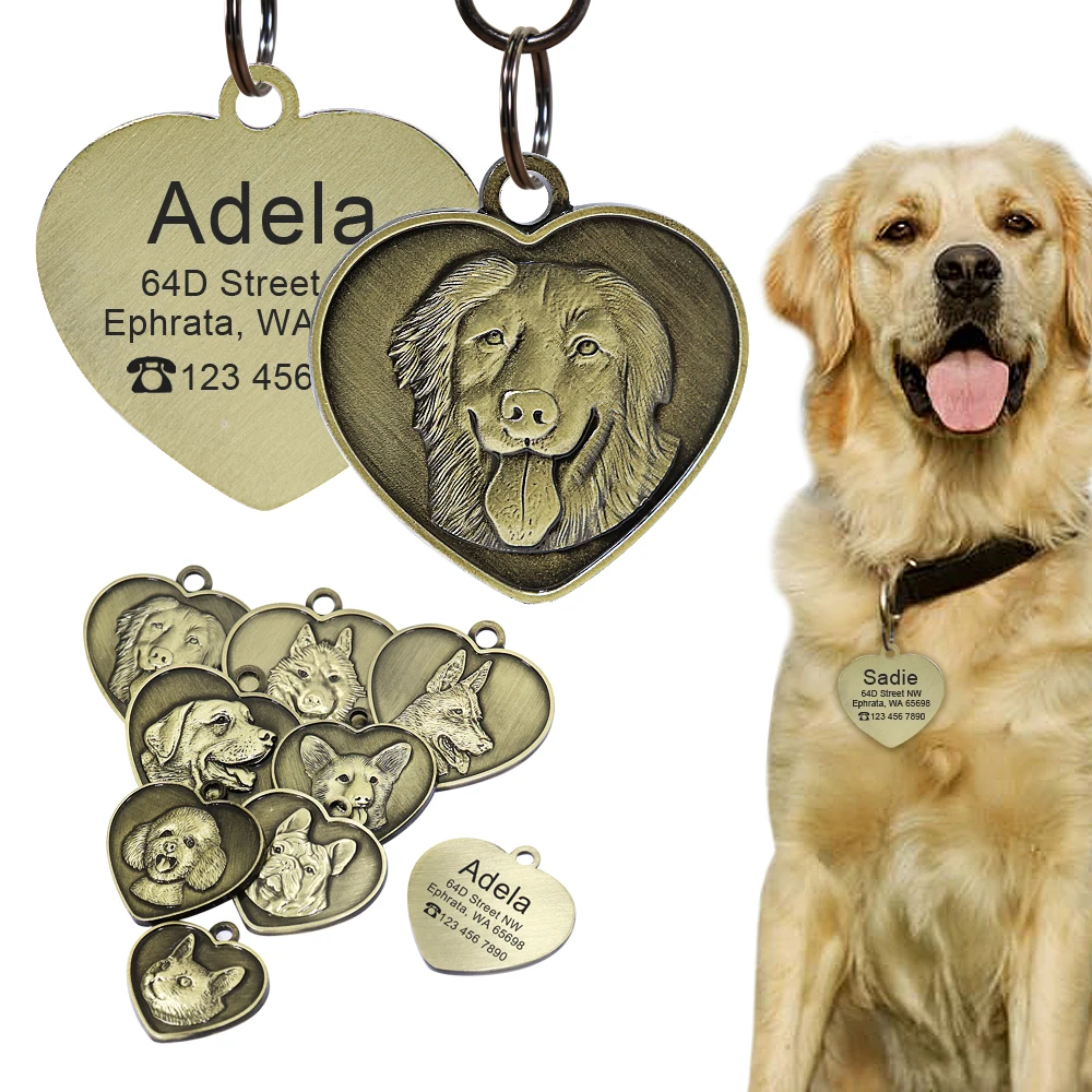 Collars, Harnesses & Leashes Dogs Custom Engraved Dog ID Anti-lost Pendant  My Pet World Store