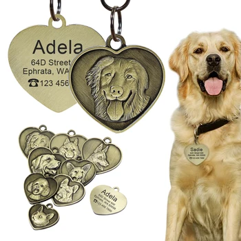 

Custom Engraved Dog ID Tag Anti-lost Dogs Cat Tags Nameplate Free Engraving Dogs Cats Name Plates Heart Shape Pet Pendant