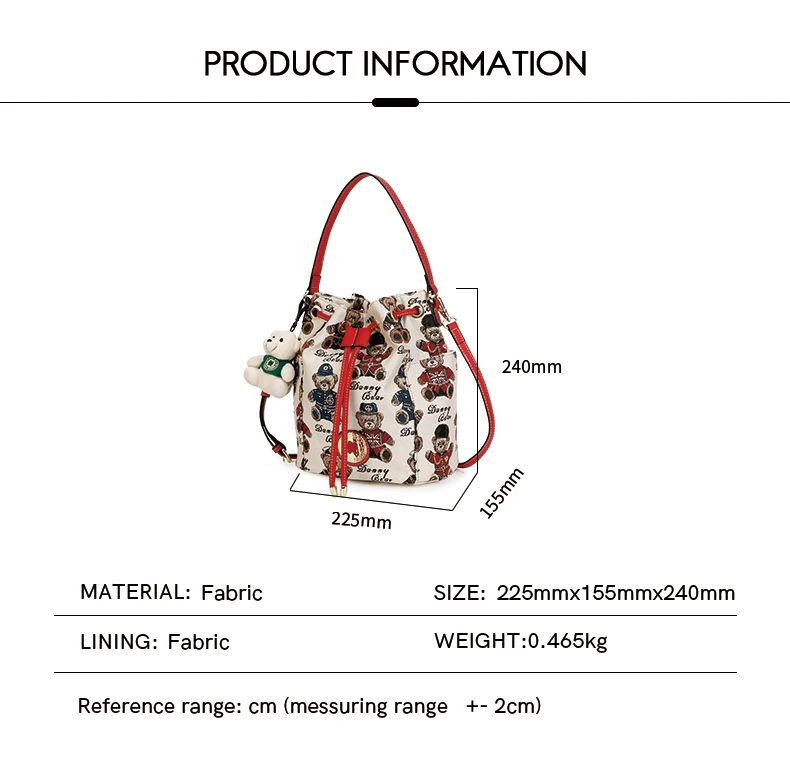 Danny Bear женская сумка из ткани с принтом медведя Повседневная милая сумка женская сумка DBTB9915052-190W