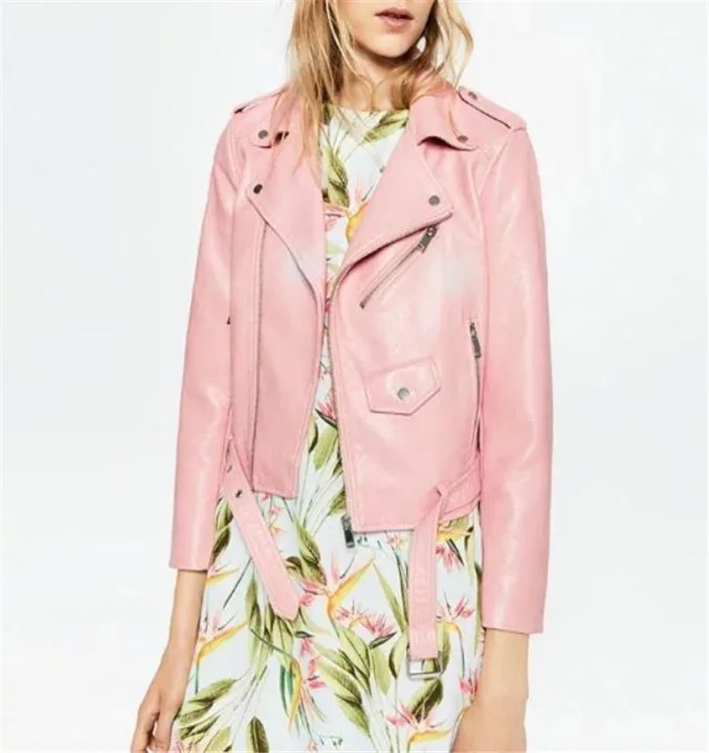 Womens Style Zara Pink Leather Jacket