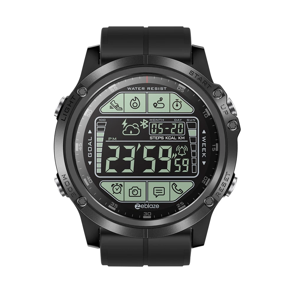 

Step Counter Calendar Alarm Stopwatch Adjustable Strap Bluetooth LED Backlight Smart Watch Realtime Weather 1.24inch Display