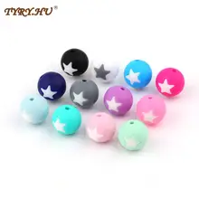 

TYRY.HU 10pcs Star Silicone Round Beads Silicone Teething Beads Baby DIY Pacifier Chain Necklace Loose Beads BPA Free
