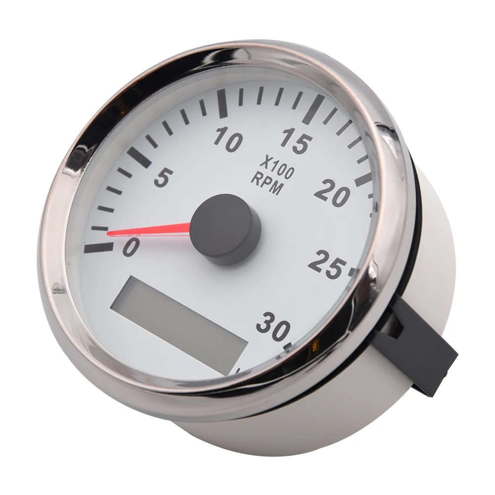 85mm REV Counter Car Boat tachometer + sensor Car Truck Tacho Marine RPM Meter with LCD Hourmeter 4000 RPM Red Backlight