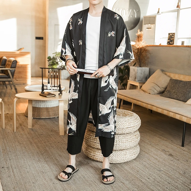 Yukata haori men Japanese kimono cardigan men samurai costume clothing kimono jacket mens shirt yukata haori