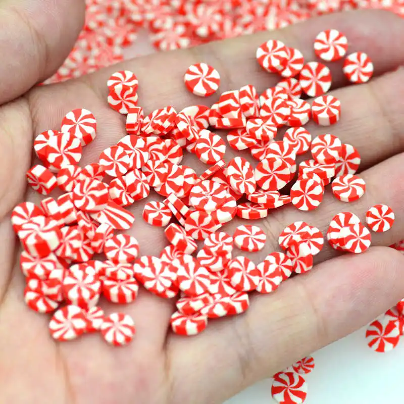 5mm Polymer Clay Red-White Windmills Candy Sprinkles Dollhouse Dessert Decoration Toppings Kawaii Slime Crafting Supplies polymer clay slices