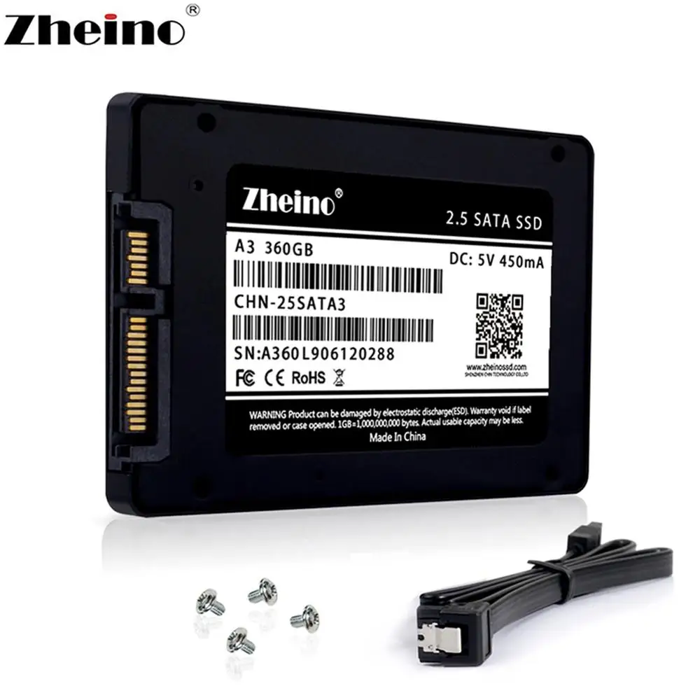 Zheino A3 SATA3 360GB SSD Hard Dirve High speed 3D TLC NAND Flash Memory Internal Solid State Disk Drive For PC Laptop Macbook | Компьютеры