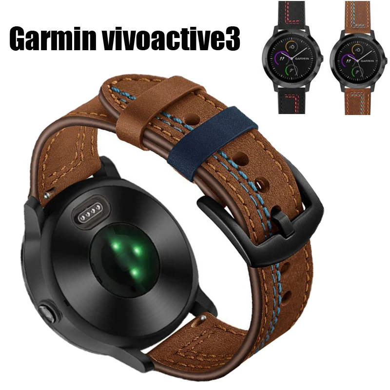 20MM high quality soft leather wristband For Garmin vivoactive 3 music Venu  Forerunner 245 645 strap smartwatch replacement belt|Smart Accessories| -  AliExpress