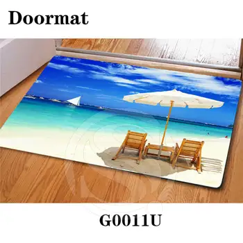 

Free Shipping Custom Caribbean beach DoorMat Art Pattern Printed Carpet Floor Hall Bedroom Cool Pad Fashion Rug SQ0626-LQ209P