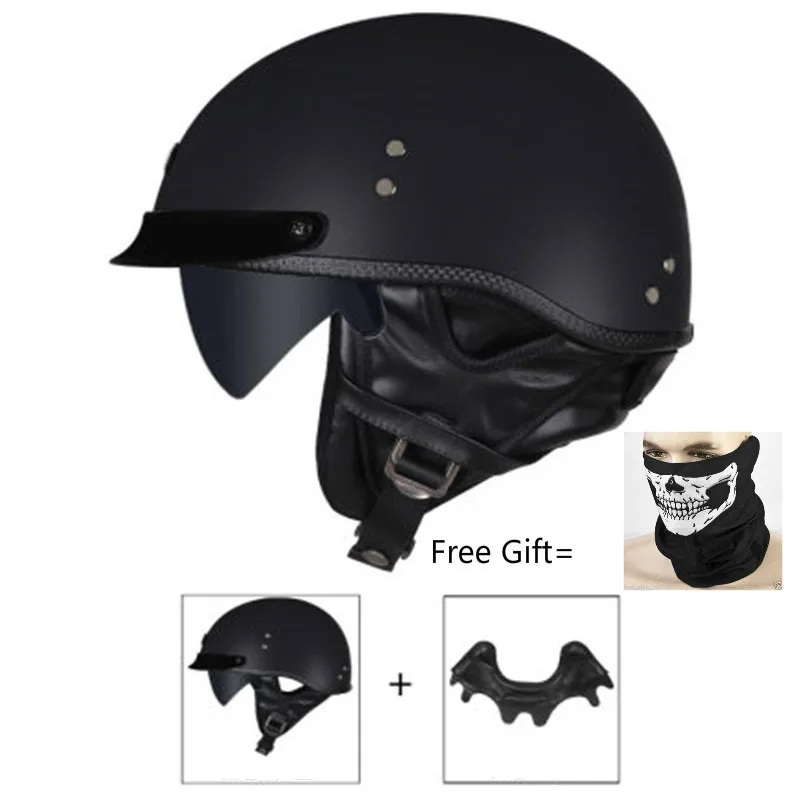 

HOT sale Open Face Half PU Leather Helmet Moto Motorcycle Helmets vintage Motorbike Headgear Casque Casco For helmet