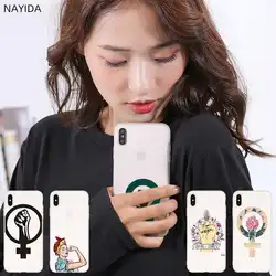 Силиконовые мягкие чехлы NAYIDA для iPhone 11 Pro 2019 X XI XS Max XR 6 7 8 Plus SE 4 5 S Feminist fist symbol glass