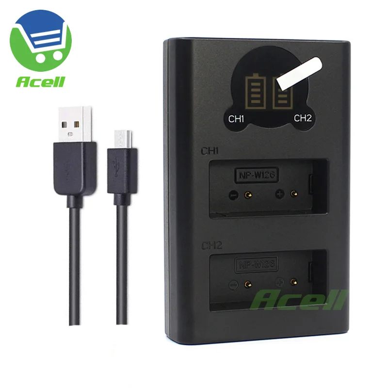 

NP-W126 NP-W126S LCD Dual Battery Charger For FUJIFILM X-H1 X-M1 X-T1 X-T2 X-T3 X-T10 X-A1 X-A2 X-E2 Camera Replace BC-W126