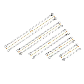 

10 Pcs/set Women Jewelry Necklace Bracelet Extension Chain Handmade Double Head Lobster Buckle Stainless Steel Plus Tail Chains