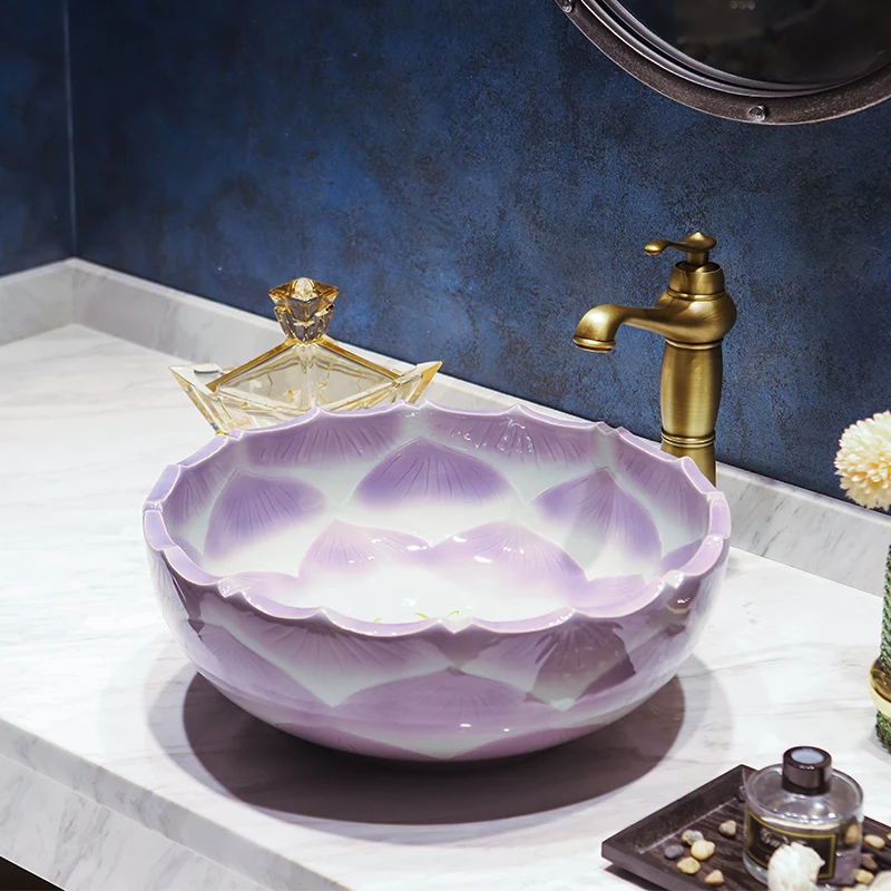 

China Artistic Handmade Art wash basin Ceramic Counter Top Wash Basin Bathroom Sinks