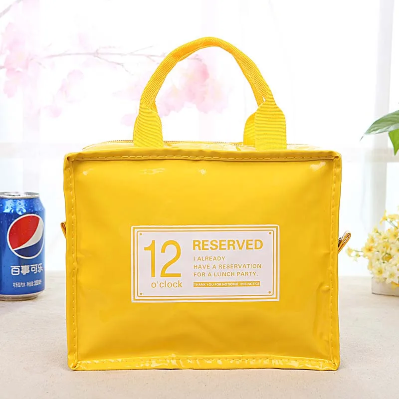 Сумка для ланча из искусственной кожи, пакет для льда, термо сумка для детской бутылочки для женщин, Детские ланчбэги, сумка-холодильник изоляция коробочки для обеда, сумка - Цвет: Yellow Size S