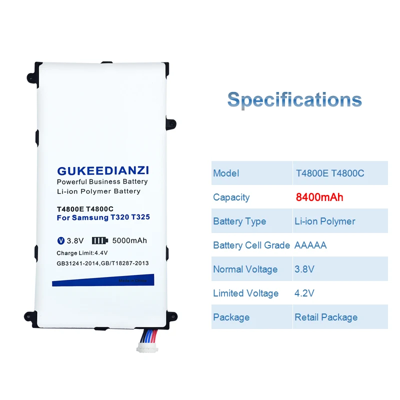 GUKEEDIANZI 8400 мАч T4800E T4800C планшеты PC батарея для samsung Galaxy Tab Pro SM T320 T321 T325 сменная батарея