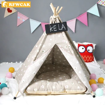 

RFWCAK Pet Tent Dog Bed For Small Dogs Cat Home Washable Pet Teepee Cat Toy House Puppy Kennel Winter Tents Nest Pet Supplies