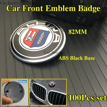 

Car Front Boot Rear Trunk Logo Stickers 100pcs/set Black Base 2pins For bmw ABS No Expoy 82mm Auto Emblem Badge Hood Bonnet caps