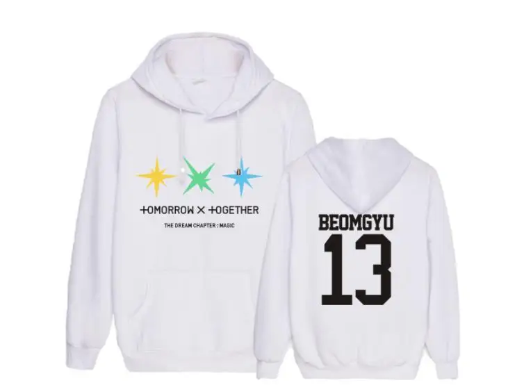  Kpop txt the dream chapter magic album same member name printing thin hoodies unisex fashion pullov