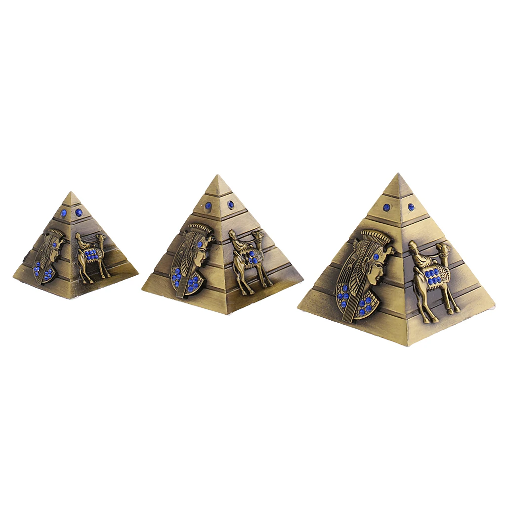 3pcs/set Metal Egyptian Pyramids Architectural Souvenir Keepsake Urn