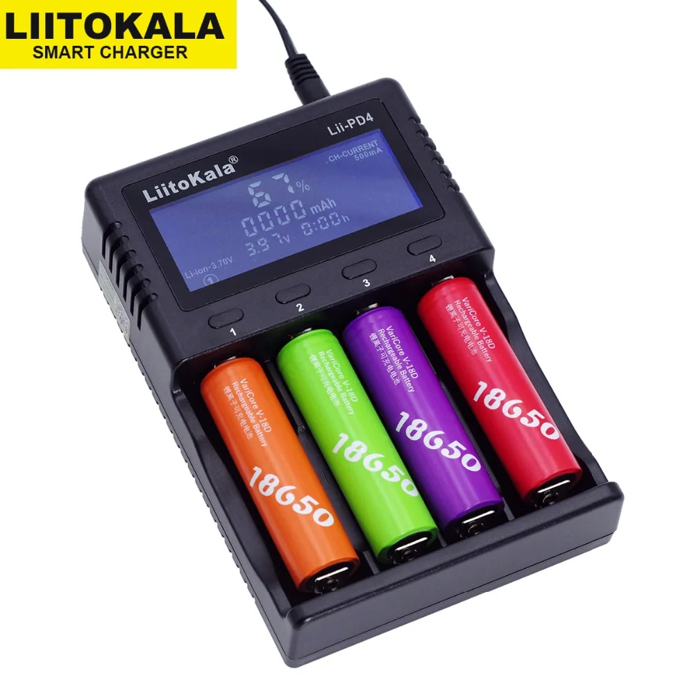 Liitokala Lii-PD4 18650 зарядное устройство, Зарядка 18650 1,2 в 3,7 в 3,2 в 3,85 В AA/AAA 26650 16340 25500 NiMH литиевая батарея зарядное устройство