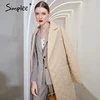 Simplee Long straight winter coat with rhombus pattern Casual sashes women parkas Deep pockets tailored collar stylish outerwear ► Photo 2/6