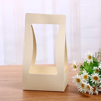

5pcs/lot Foldable Flower Box Waterproof Paper Packing Bag Florist Carrier Handmade Bouquet Basket Wedding Valentine's Day Gift