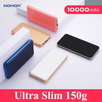 

Nohon Ultra Slim Power Bank 10000mAh For iPhone 11 X XR Huawei Xiaomi Samsung USB + Type-C mini Portable Charging 150g Powerbank