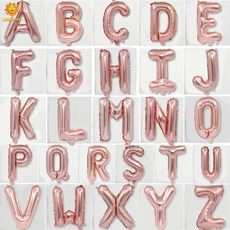 thumbnail image 1 of Globos con letras de la A a la Z, dorados y plateados, de 16 a 32 pulgadas, para sorpresas, fiestas de cumpleaños, decoración romántica para bodas, globos de papel de aluminio, 1 of 4
