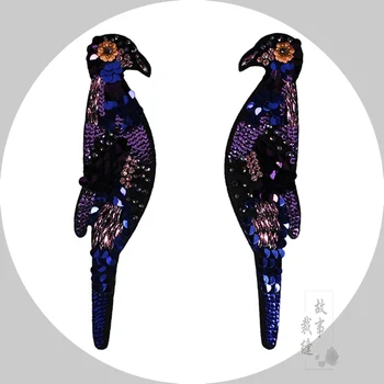 

large 26x6cm beaded embroidery patch bird cartoon patches for hats bag badges applique patches for clothing VP-2912