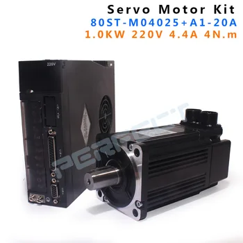 

80ST-M04025 220V 1000W AC Servo motor 4N.M 2500RPM 1KW servomotor Single-Phase AC drive permanent magnet Matched Driver A1-20A