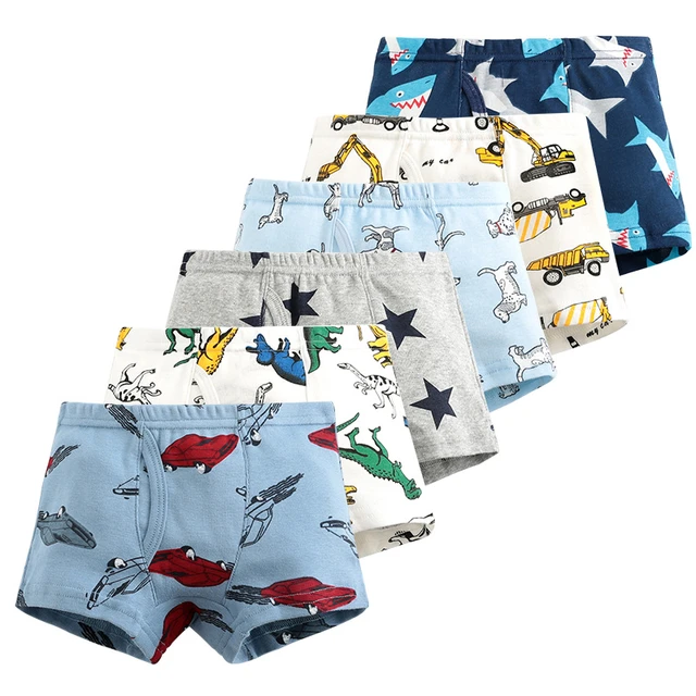 Gift 4 Years Old Boyboys Cotton Underwear 3-pack - Dinosaur & Car Cartoon  Patterns, 2-10y