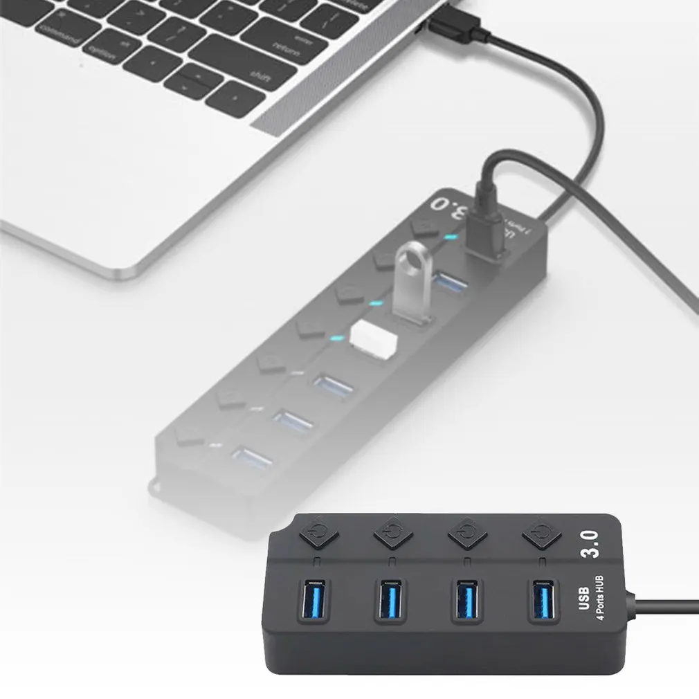 4/7 порт Usb 3,0 концентратор 5 Гбит/с высокоскоростные переключатели вкл/выкл адаптер питания переменного тока для ПК прочные переключатели с несколькими портами