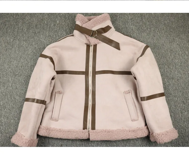 Зимняя замшевая мотоциклетная куртка, женское меховое пальто, новое свободное плотное теплое пальто из искусственной овчины, байкерская куртка из овечьей шерсти, 4 цвета, парки DBY02