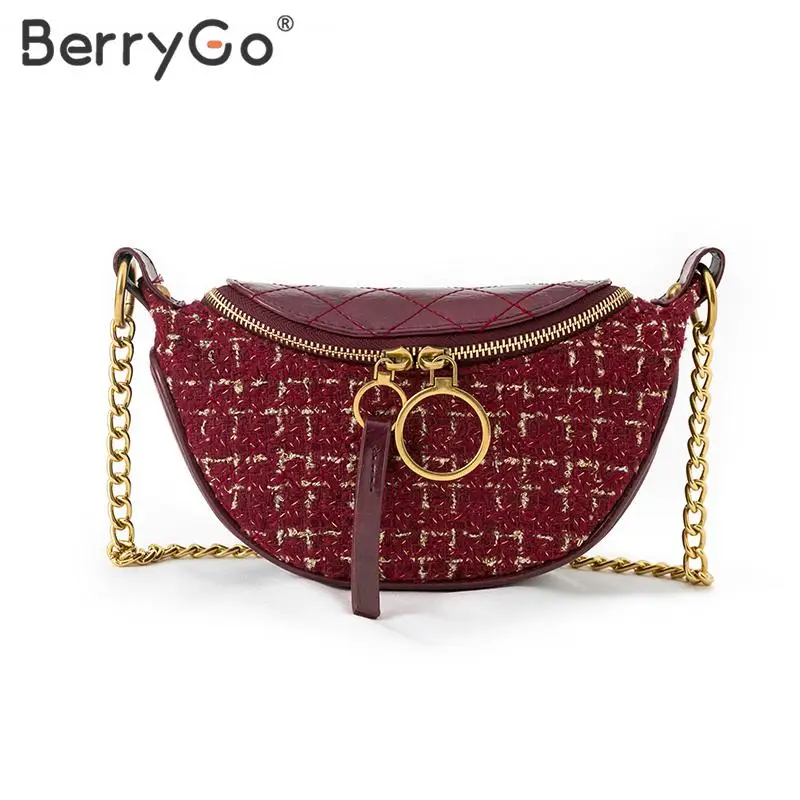 BerryGo, элегантная сумка через плечо из искусственной кожи, женская сумка на ремешке с цепочкой, дамские сумки с ремнем на молнии, замшевая клетчатая женская сумка-мессенджер