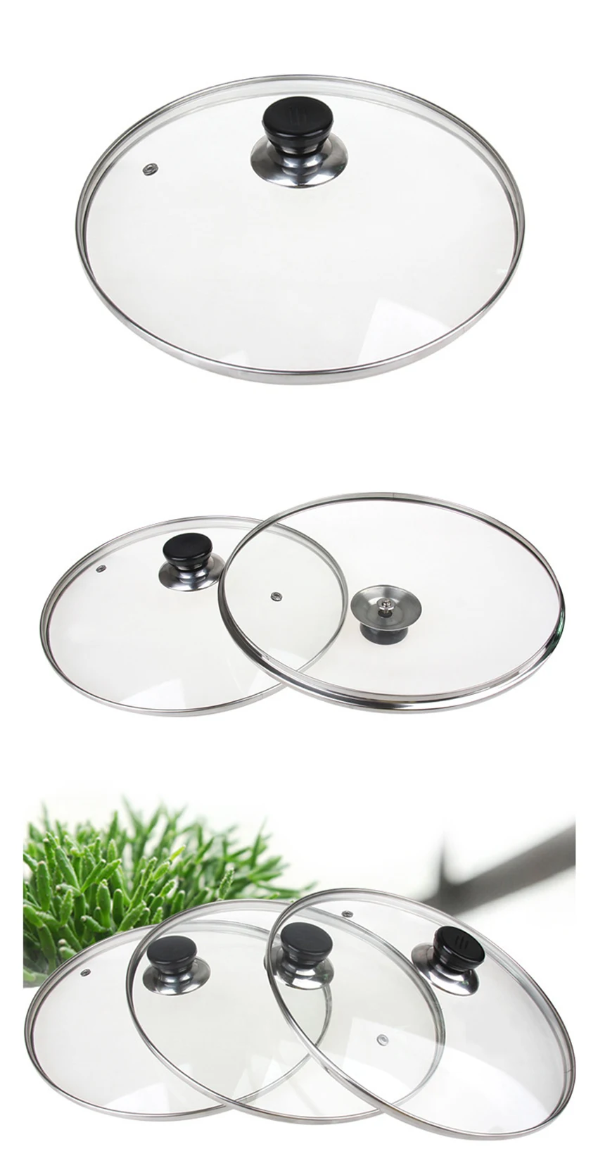 28cm/30cm High Temperature Resistant Transparent Pot Lid Kitchenware Cooking Cookware Accessories Round Glass Cover