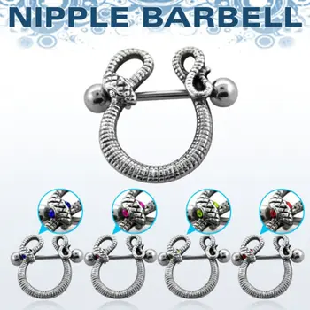 

Surgical Steel U Shape Twining Snake Nipple Ring Shield Body Piercing Jewelry