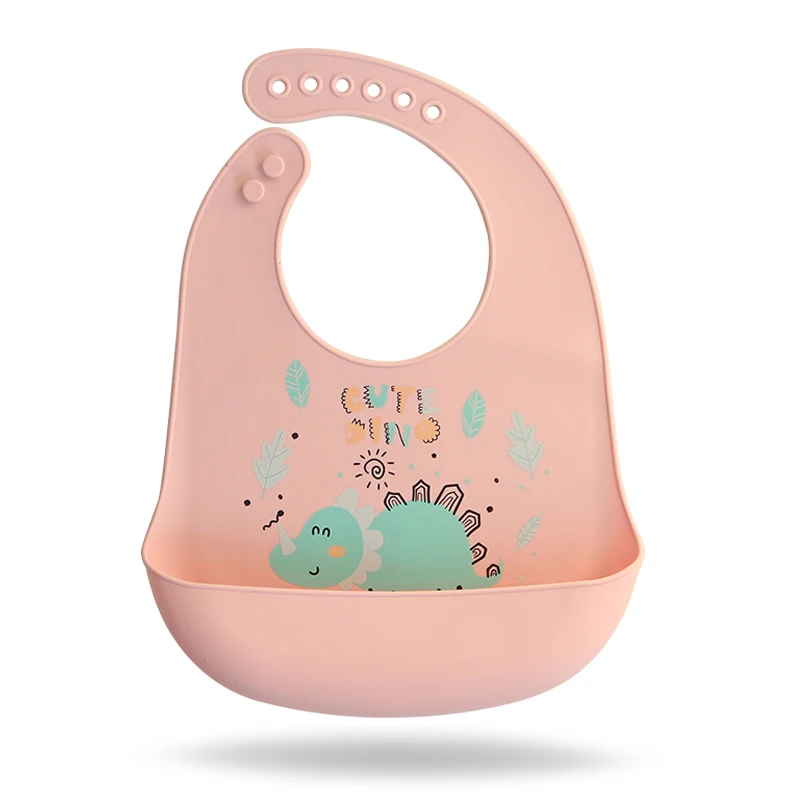 Waterproof Soft Baby Silicone Bibs Cute Cartoon Printed Kids Girl Boy Adjustable Children Bib Baby Lunch Feeding Stuff accessoriesdoll baby accessories