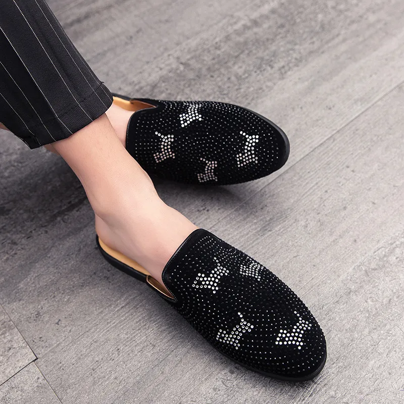 Fashion Wear-resistant Flat Half Drag Personality Shoes For Men Light Handmade Party Non-slip Luxurious Men's Sandals Designer | Обувь