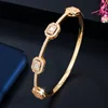 CWWZircons Luxury Stackable Statement Gold Bangle for Women Wedding Cubic Zircon Crystal CZ Dubai Silver Plated Bracelets BG041 4