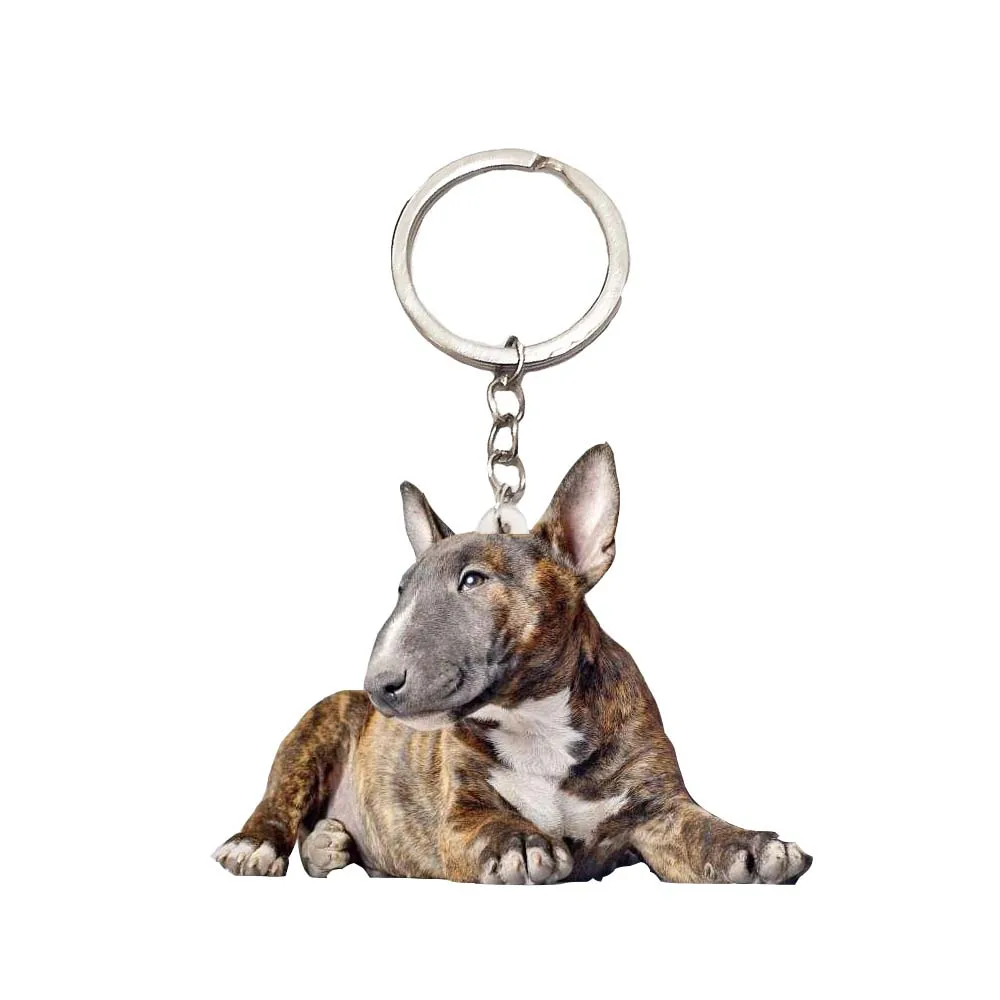 Брелок для ключей Bull Terrier с собакой акриловый из нержавеющей стали подарок мужчин