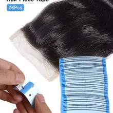 36 шт./партия, голубая лента для волос, клейкая, двусторонняя, с отверстием, дышащая, водонепроницаемая, для бесшовного парик их натуральных волос