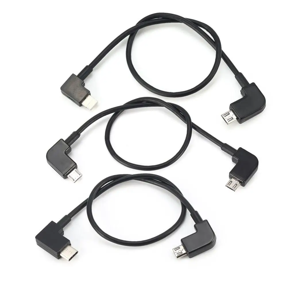 Черный 3 шт. Micro USB кабель-канал для освещения/type C/Micro USB для DJI Spark Mavic Pro Регулятор воздуха для смартфона iPhone Xiaomi - Цвет: Черный