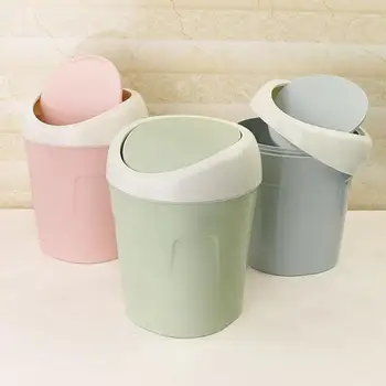 

1PC Desktop Waste Bins Trumpet Desktops Mini Creative Covered Kitchen Living Room Trash Can Rolling Cover Type Desktop Dustbin