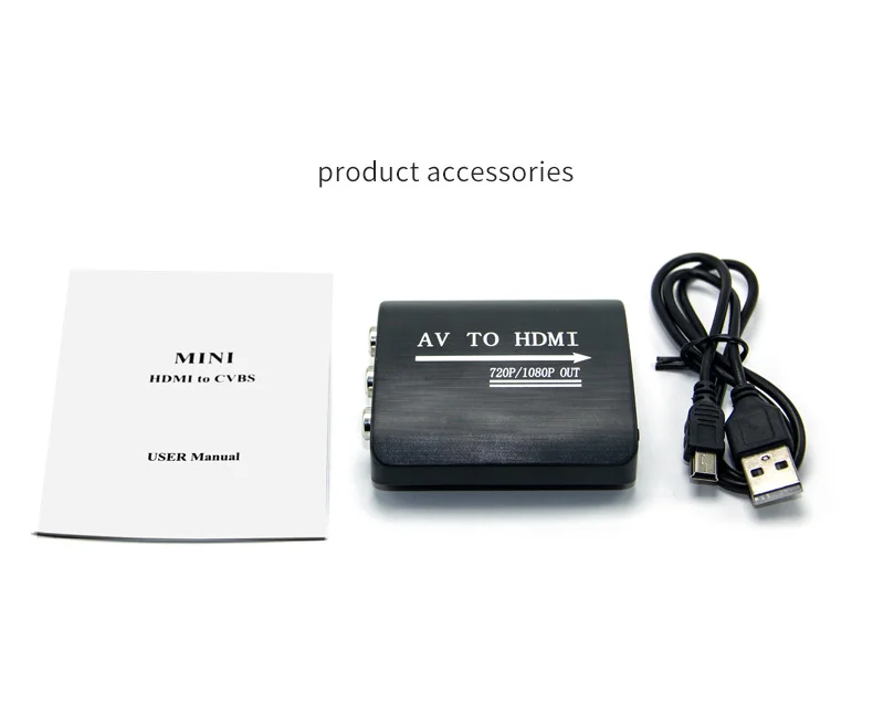 Mini HD 1080P AV преобразователь видеосигнала HDMI адаптер с кабелем для ТВ